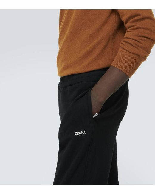 Zegna Black Cotton Jersey Sweatpants for men