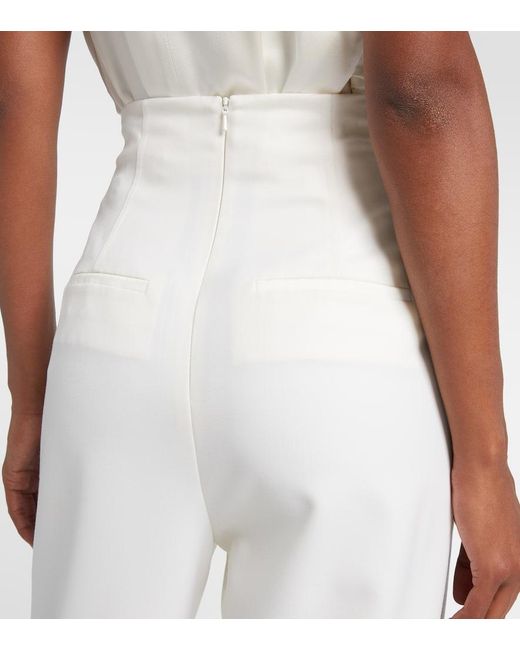 Max Mara White Weite High-Rise-Hose Balta Aus Schurwolle
