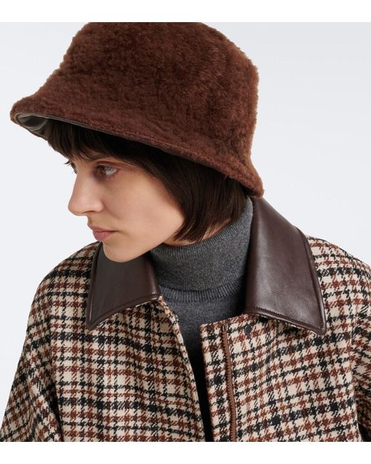 Brunello Cucinelli Brown Monili Shearling Bucket Hat