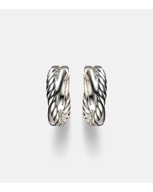 David Yurman Metallic Crossover Sterling Hoop Earrings
