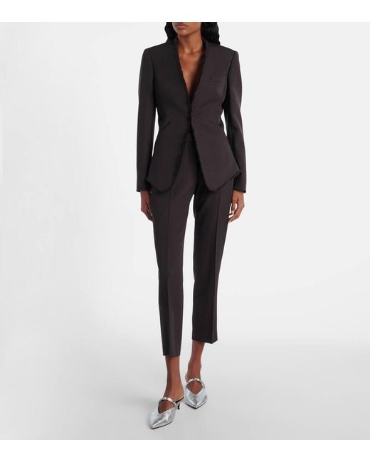 Alexander McQueen Black Mid-Rise Wool Canvas Crepe Straight Pants