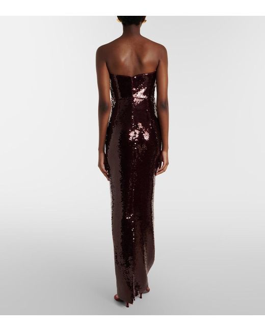 The New Arrivals Ilkyaz Ozel Purple Sisu Bow-Detail Sequined Bustier Gown