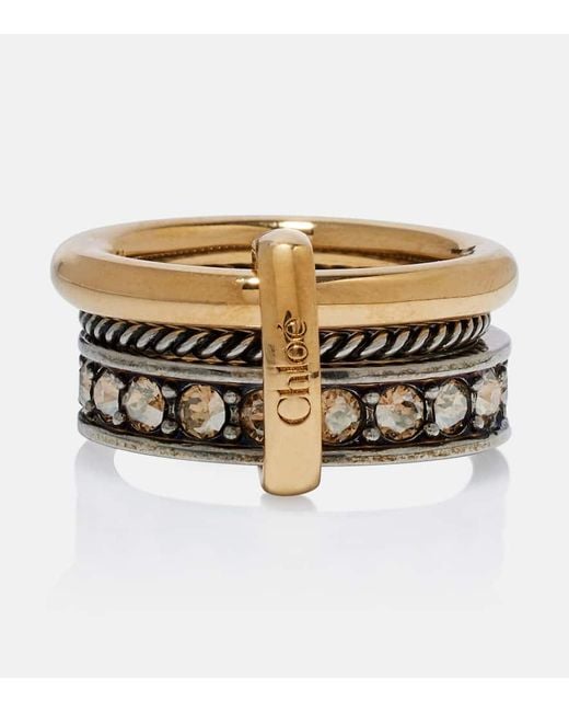 Chloé Metallic Ring Mit Kristallen
