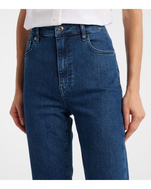 FRAME Blue Icon Cropped Mid-Rise Straight Jeans