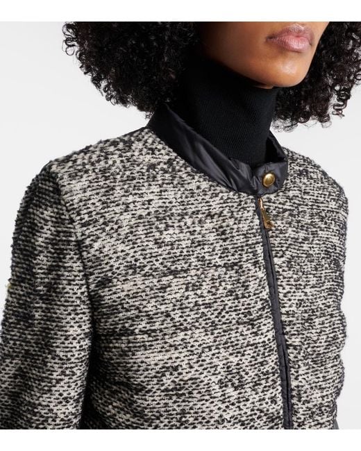 Moncler Gray Down-Paneled Wool-Blend Jacket
