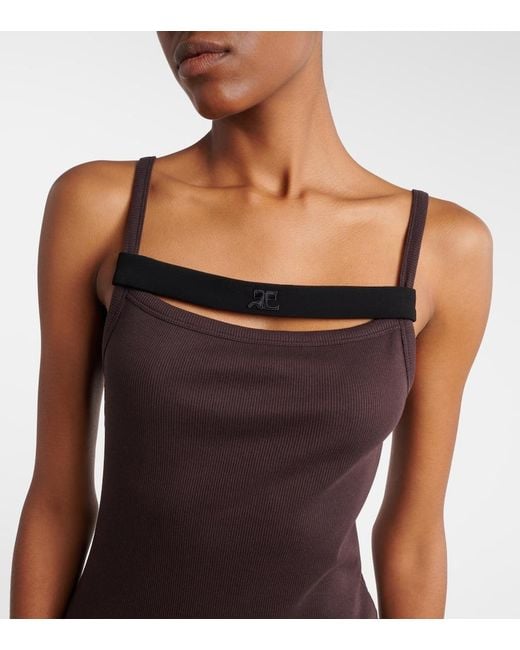 Courreges Black Ribbed-Knit Cotton Tank Top