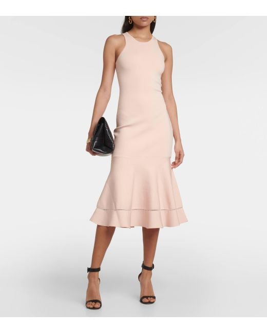 Victoria Beckham Pink Flared Midi Dress