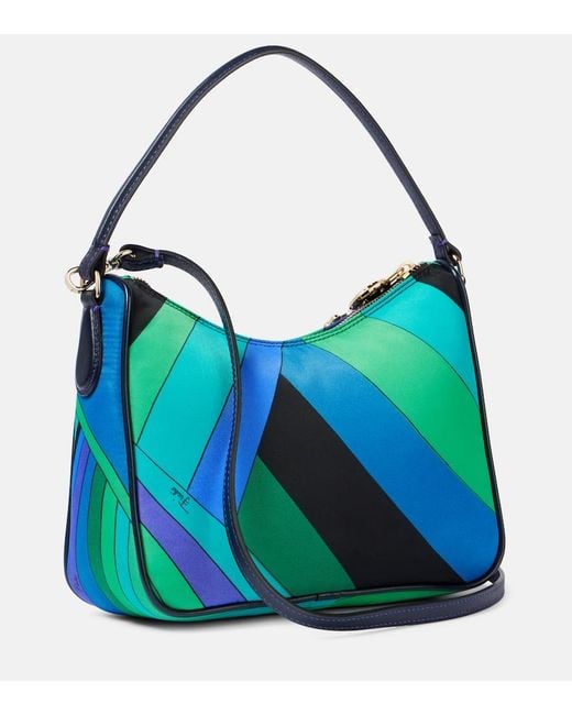 Emilio Pucci Blue Yummy Leather-Trimmed Shoulder Bag
