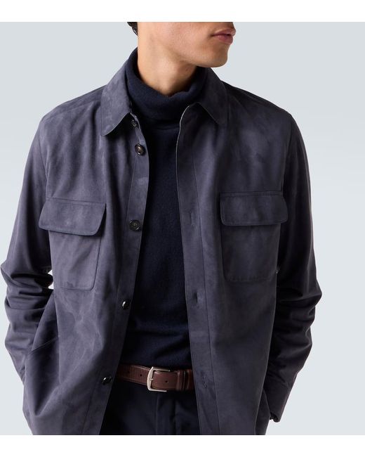 Loro Piana Blue Suede Jacket for men
