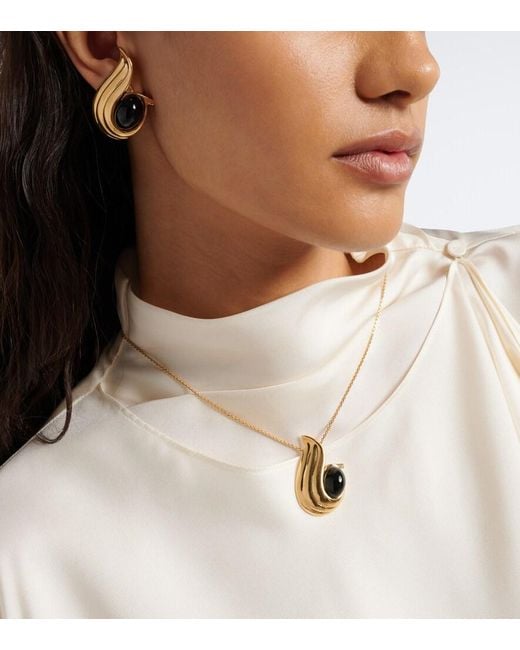 Ferragamo Metallic Embellished Pendant Necklace
