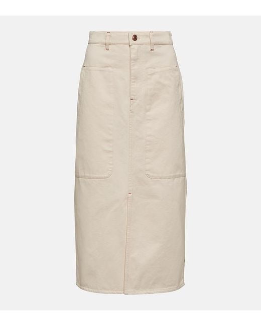 Isabel Marant Natural Flozia Cotton Midi Skirt