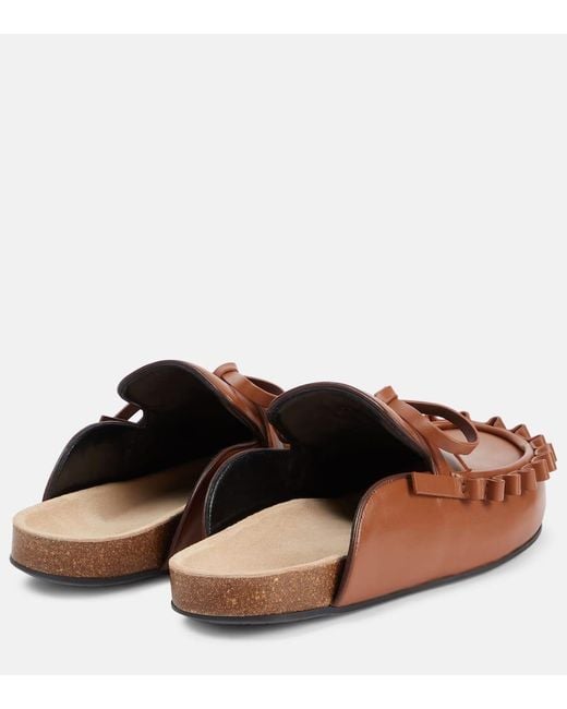 J.W. Anderson Brown Ruffled Leather Mules