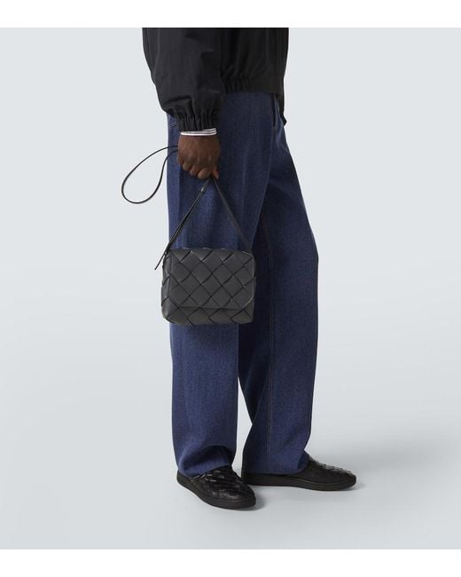 Bottega Veneta Black Diago Small Leather Crossbody Bag for men