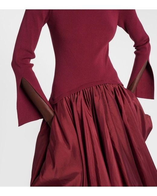 Jonathan Simkhai Red Kenlie Knitted Taffetta Midi Dress