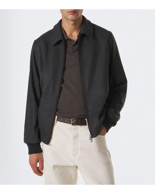 Fedeli Black Cashmere Blouson Jacket for men