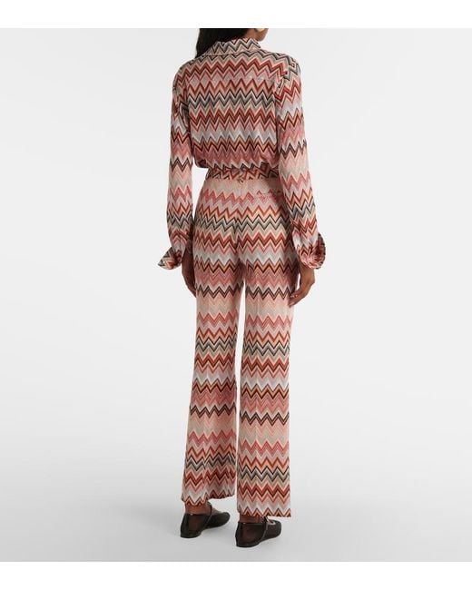 Missoni Pink Zigzag Cotton-Blend Straight Pants
