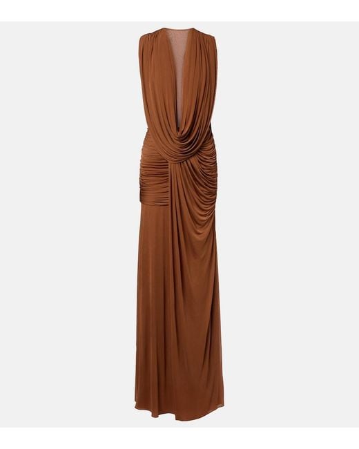 Christopher Esber Brown Ripple Draped Jersey Gown