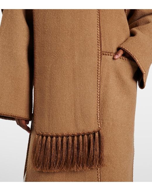 Totême Natural Wool Coat With Scarf