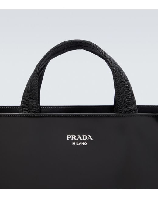 Prada Leather Tote Bag And Water Bottle Set in Black for Men