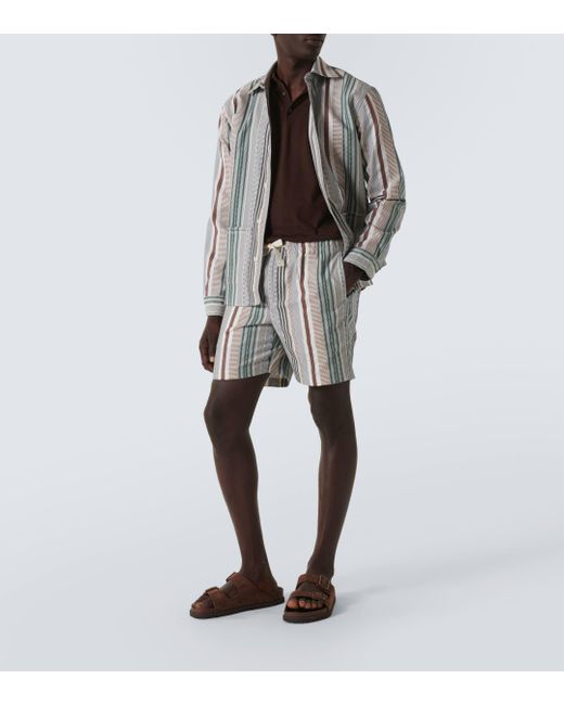 Orlebar Brown White Alex Striped Cotton Shorts for men