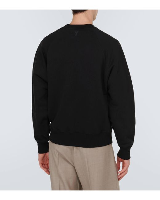 AMI Black Ami De Cour Cotton Jersey Sweatshirt for men