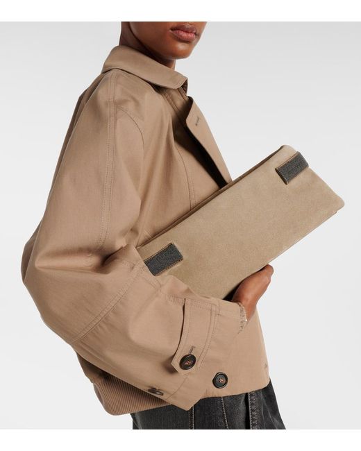 Brunello Cucinelli Brown Essence Small Suede Clutch