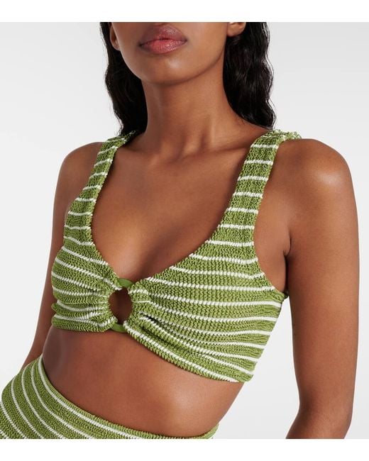 Hunza G Green Nadine Striped High-rise Bikini