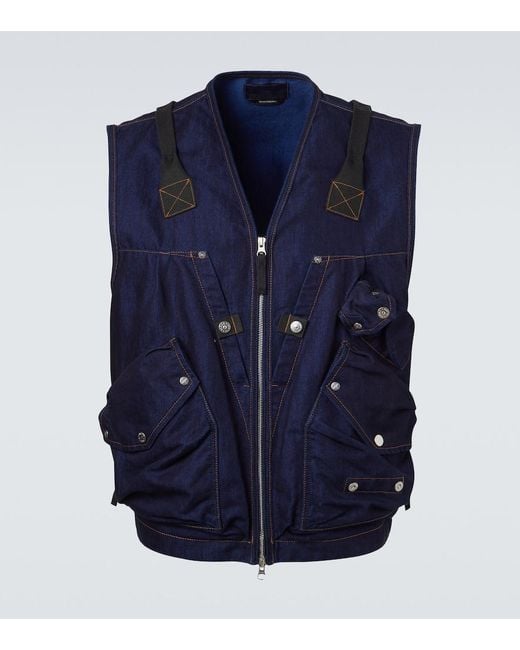 Chaleco Cargo De Denim Stone Island de hombre de color Blue