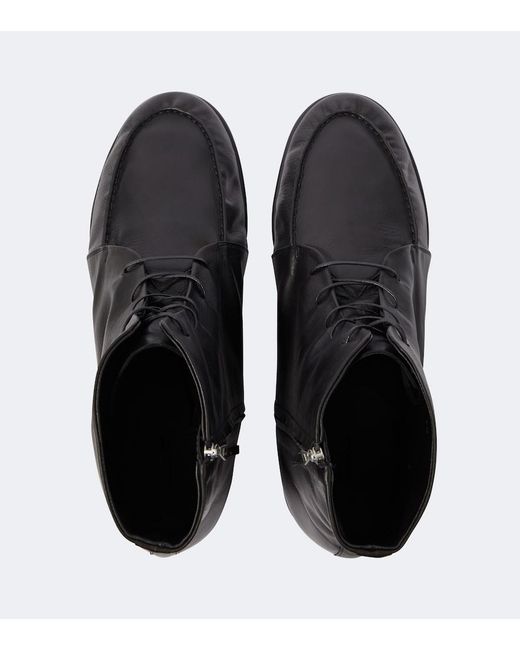 Auralee Black Leather Derby Boots for men