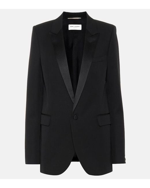 Saint Laurent Black Grain De Poudre Tuxedo Jacket