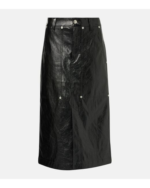 Isabel Marant Black Angele Faux Leather Midi Skirt