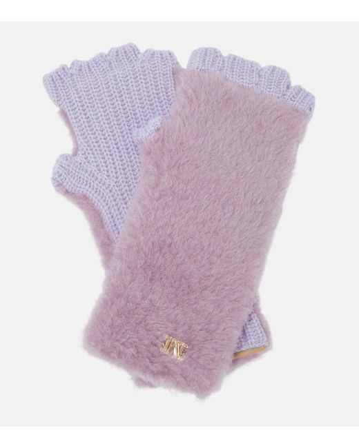 Max Mara Purple Manny Teddy Fingerless Gloves
