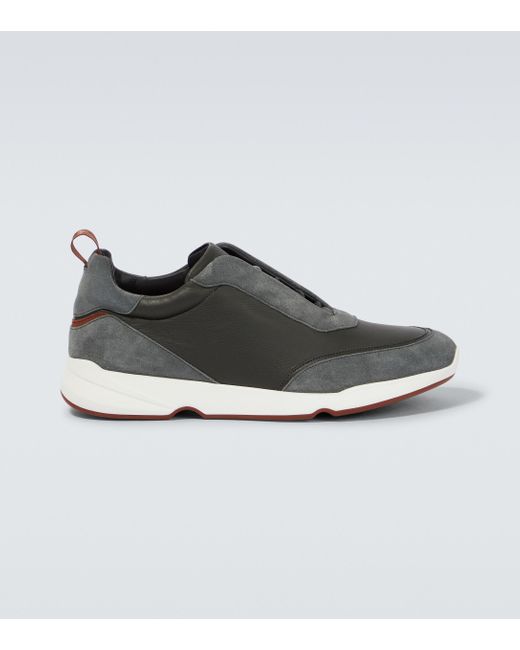 Loro Piana Modular Walk Suede And Leather Sneakers in Grey for Men ...