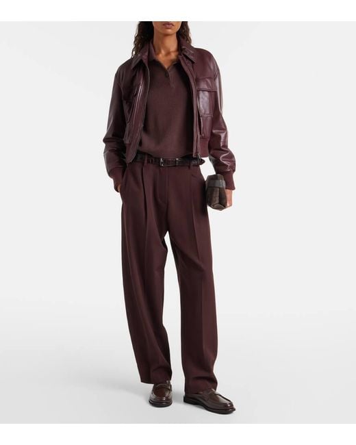 Brunello Cucinelli Brown Gerade Hose Aus Wolle Und Baumwolle