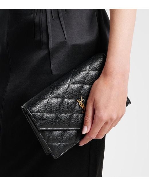 Saint Laurent Black Paris Leather Wallet On Chain