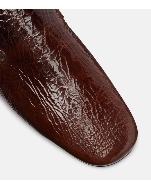 Jil Sander Brown Slip-Ons Aus Lackleder