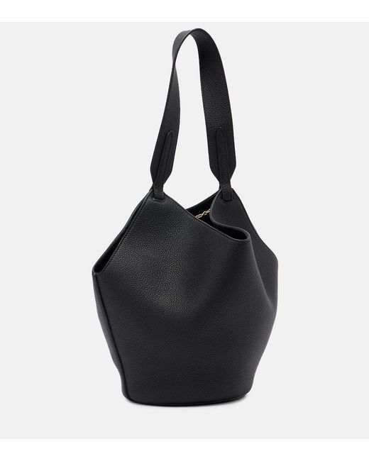 Khaite Black Lotus Mini Leather Tote Bag