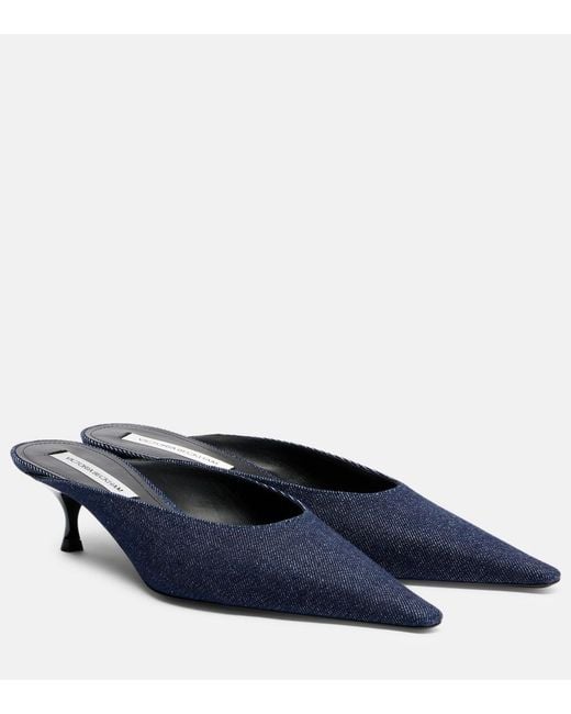 Victoria Beckham Blue Sloan Denim Mules