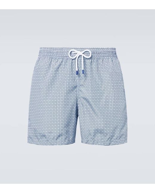 Fedeli Blue Madeira Printed Swim Trunks for men