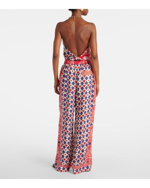 Camilla Red Printed Silk Palazzo Pants