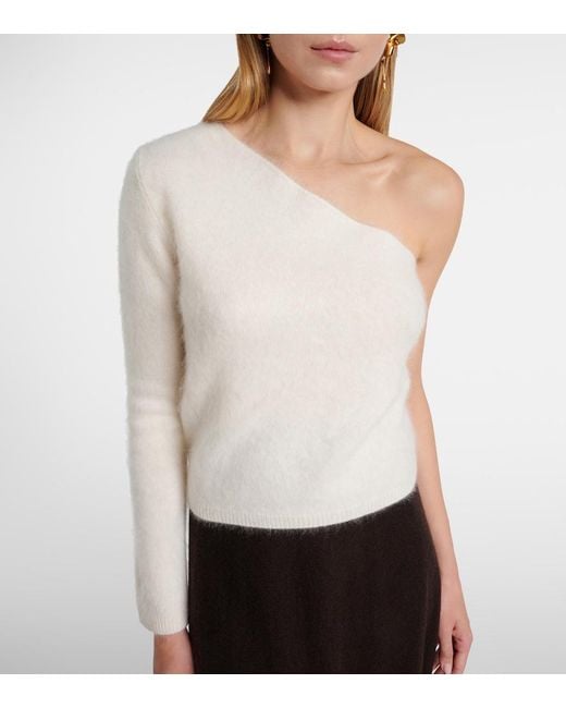Lisa Yang White Dae One-Shoulder Cashmere Top