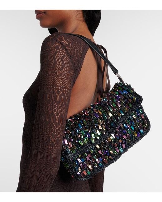 Staud Black Timmy Beaded Shoulder Bag