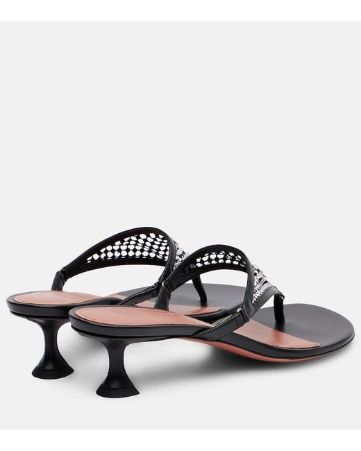 AMINA MUADDI Black Cameron 45 Crystal-Embellished Thong Sandals
