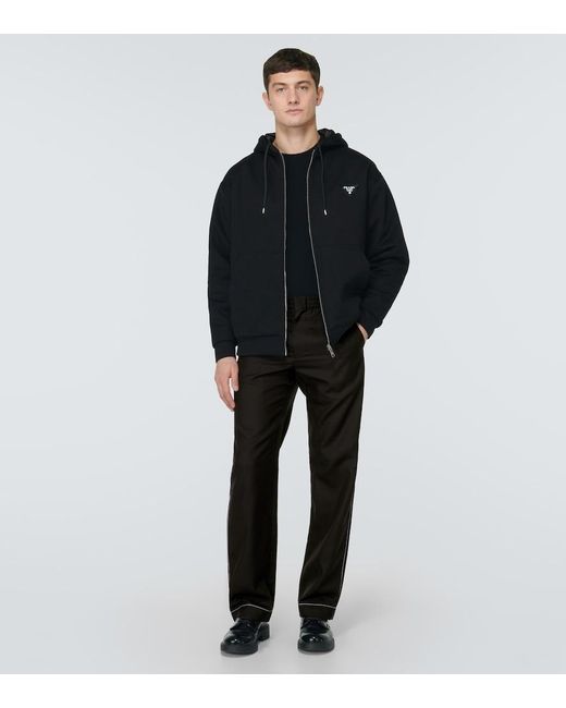 Prada Black Silk Straight Pants for men