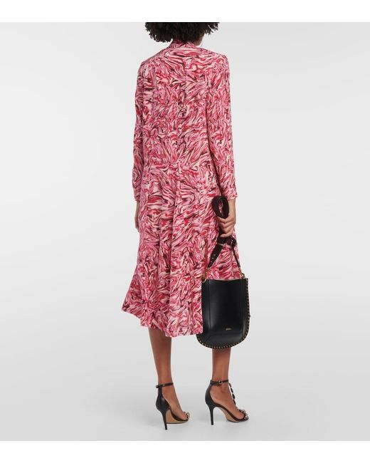 Isabel Marant Red Patel Printed Silk Midi Dress