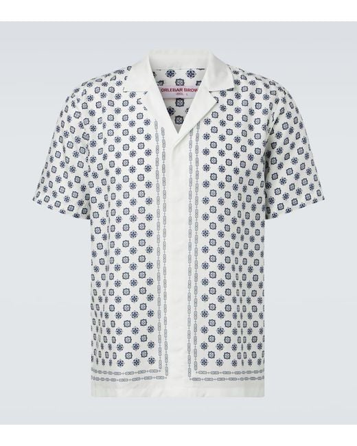 Orlebar Brown White Maitan Printed Bowling Shirt for men