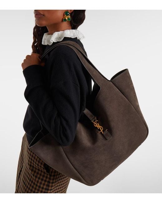 Saint Laurent Black Le 5 A 7 Bea Suede Tote Bag