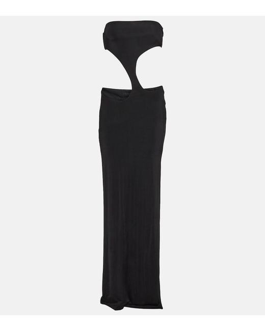 Louisa Ballou Black Long Carve Cutout Jersey Maxi Dress