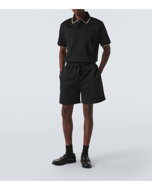 Gucci Black Logo-appliquéd Piqué Polo Shirt for men