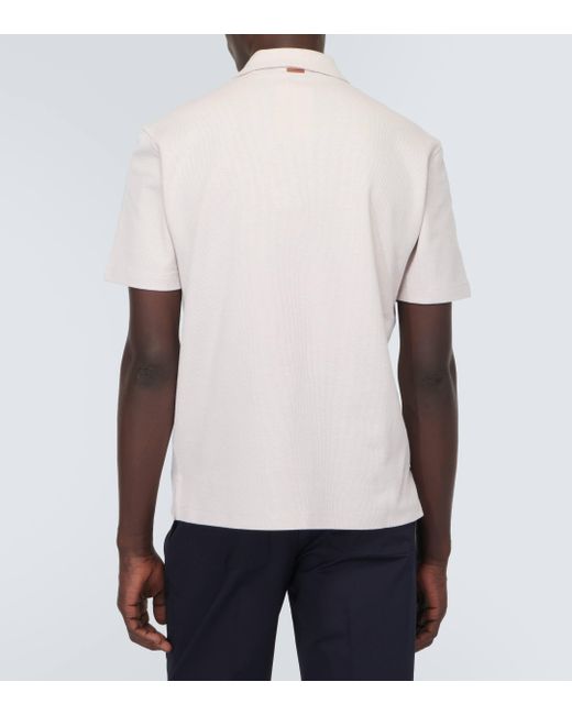 Zegna White Cotton Polo Shirt for men